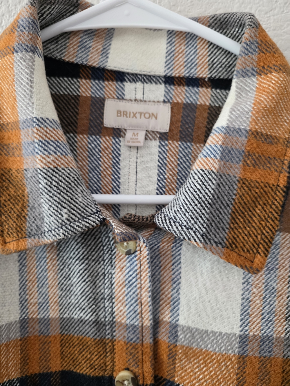 Brixton Plaid Button-Up Shacket in Navy, Rust & Cream - Picture 3 of 3